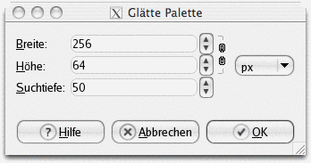 Eigenschaften für das Filter »Palette glätten«