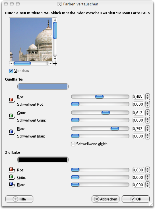 The „Color Exchange“ Dialog