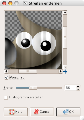 „Destripe“ filter options
