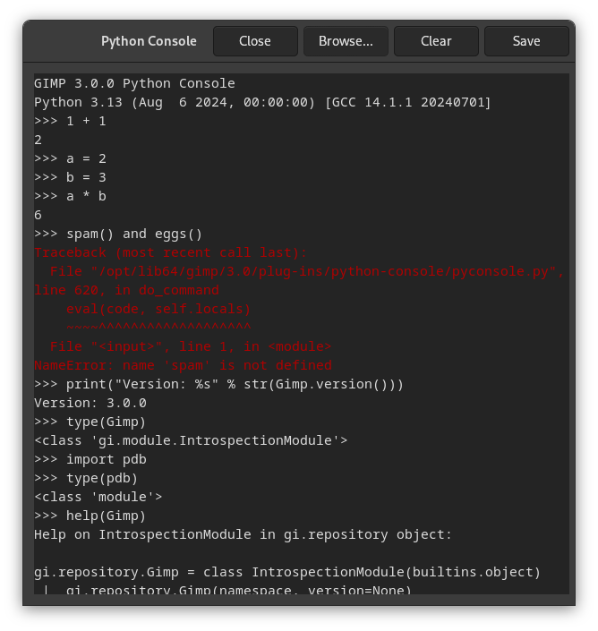 Die Python-Fu-Konsole