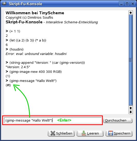 Die Skript-Fu-Konsole