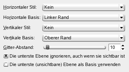 Das Dialogfenster „Sichtbare Ebenen ausrichten“
