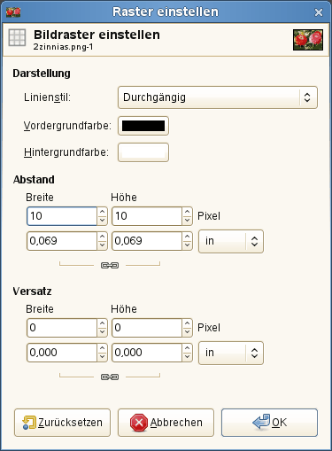 The „Configure Grid“ dialog
