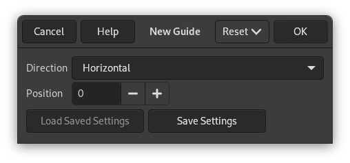 Das Dialogfenster „Neue Hilfslinie“