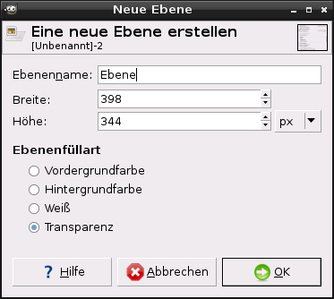 Das Dialogfenster „Neue Ebene“