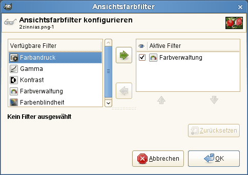 The „Color Display Filters“ dialog