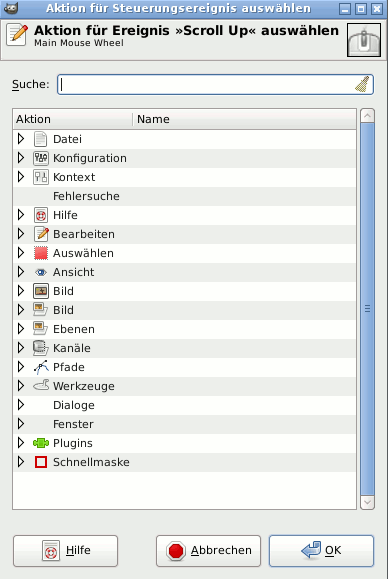 Aktion für Ereignis des Steuerungsgeräts auswählen