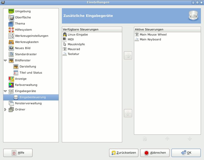 Input Controllers Preferences