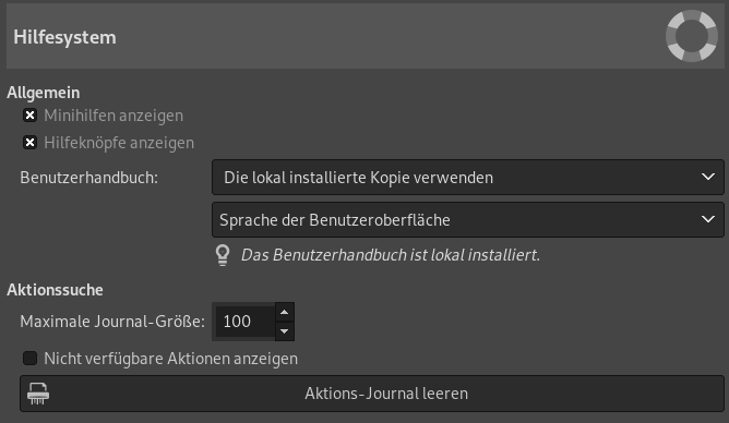Die Einstellungen zum Hilfesystem