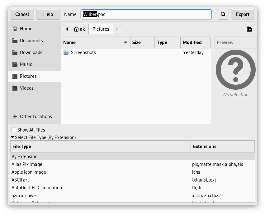 Diálogo de exportar imagen