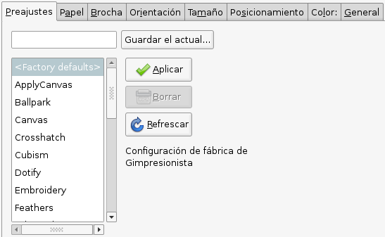 Opciones de GIMPresionista