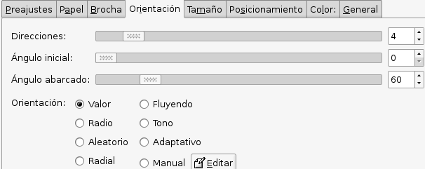 Opciones de la pestaña “Orientación”
