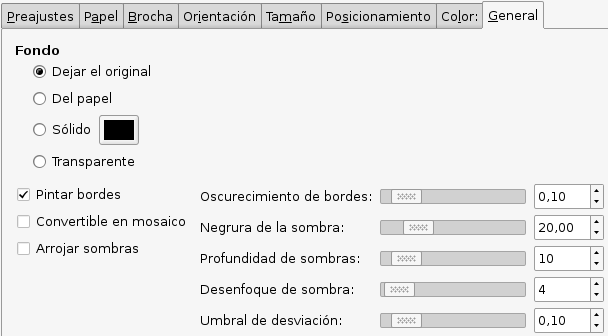 Opciones de la pestaña “General”