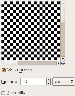 Opciones del filtro“Tablero de ajedrez (heredado)”