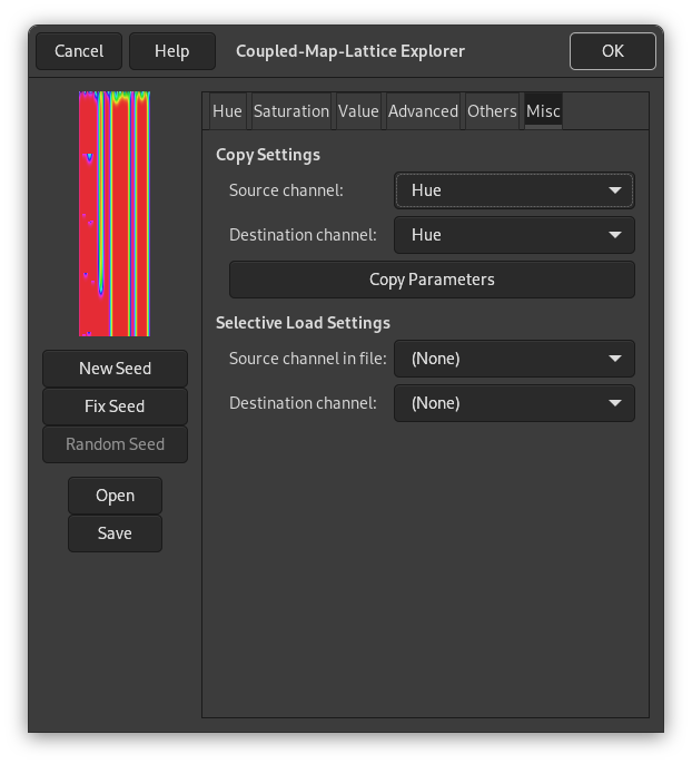 Pestaña «Opciones diversas»