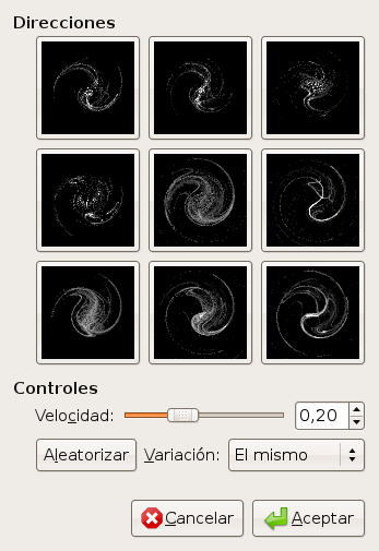 El diálogo editar del filtro llama