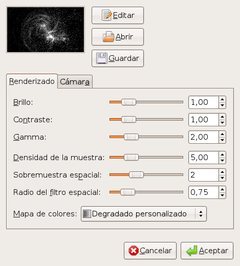 Opciones para el filtro “Llama”
