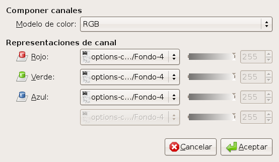 Opciones del filtro “Componer”