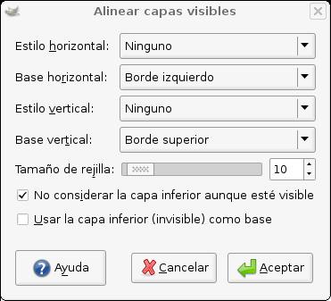 El diálogo “Alinear capas visibles”
