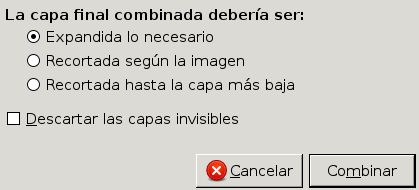 El diálogo “Opciones de combinación de capas”