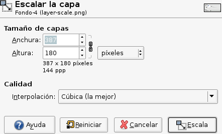 El diálogo “Escalar capa”