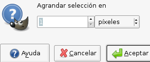 La ventana del diálogo “Agrandar la selección”