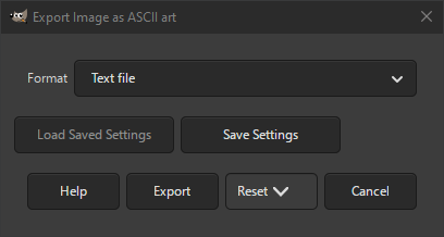 The ASCII Art Export dialog