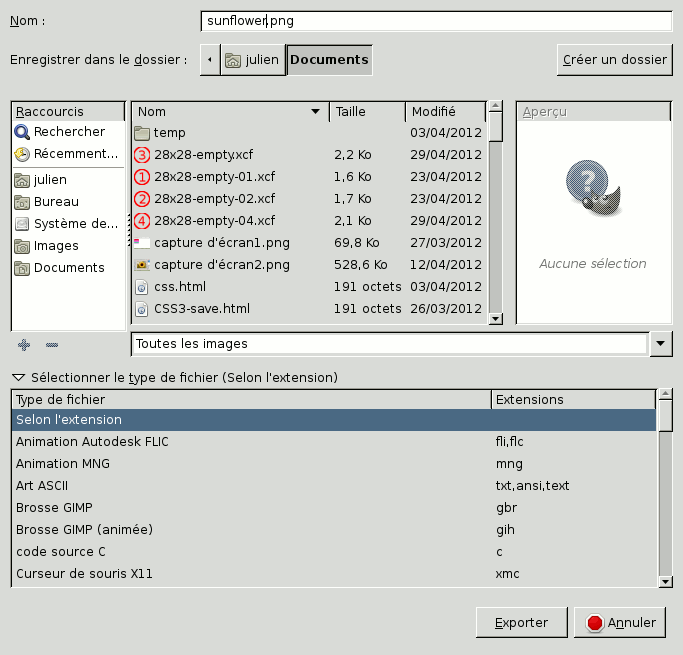 La boîte de dialogue Exporter l’image