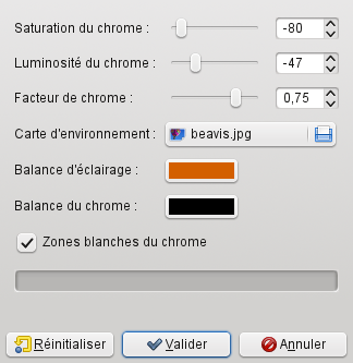 Options du filtre « Patron de chromage »