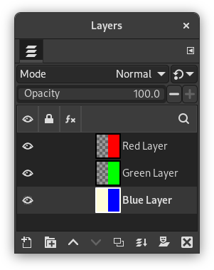 Exemple de Canal Alpha : Trois calques transparents