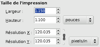 Fenêtre de dialogue pour régler la taille d’impression