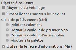 La fenêtre de dialogue Options de l’outil