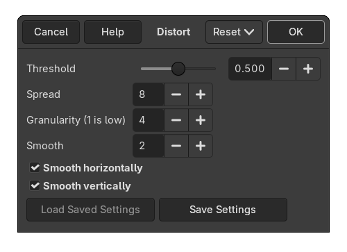 The „Distort” dialog