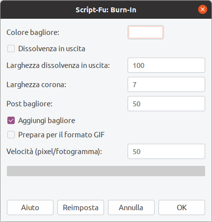 Opzioni di «Burn-In»