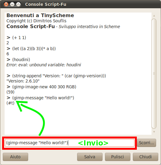 La console Script-Fu