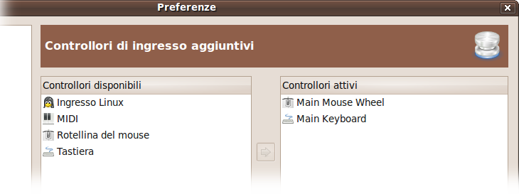 Preferenze controllori di ingresso