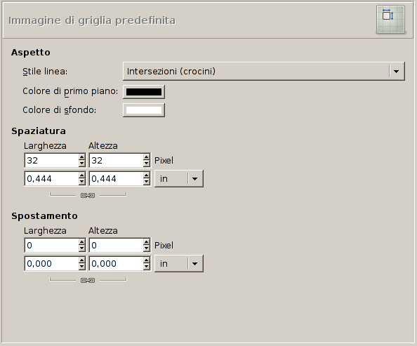 Preferenze griglia immagine predefinita