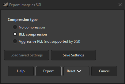 The SGI Export dialog