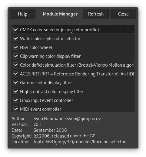 The Module Manager dialog window