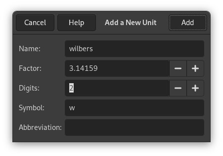 The Add a New Unit dialog