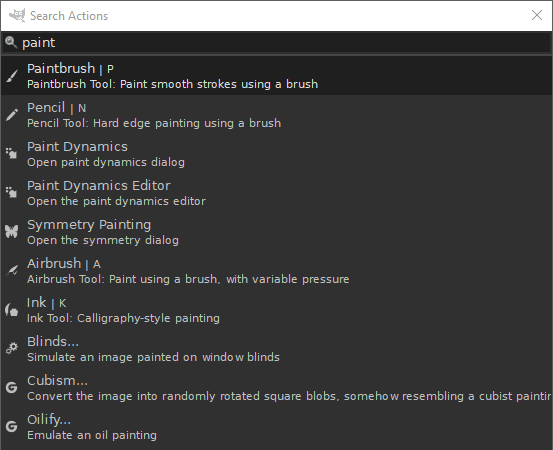 Search and Run a Command window
