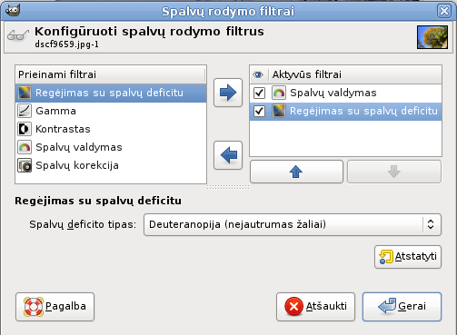 Dialogo „Matymas su spalvų deficitu“ aprašymas