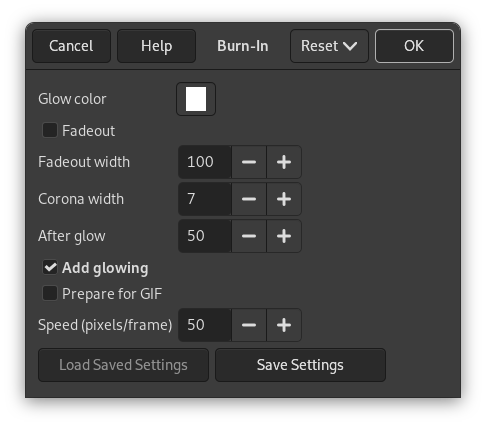 Opties voor filter “Inbranden”