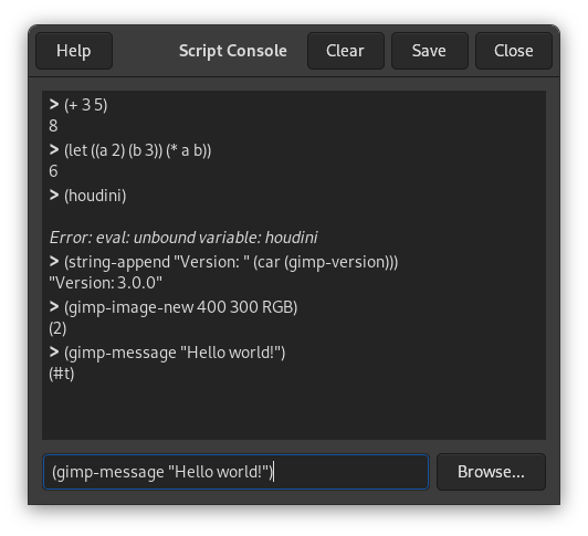 De console Script-Fu