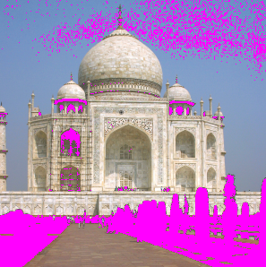 Voorbeeld voor “Kleuren buiten het kleurengamma markeren”