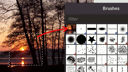 Selectie naar penseel na Kopiëren of Knippen