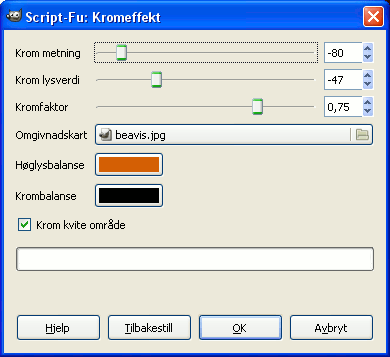 Innstillingane for «kromeffekt»