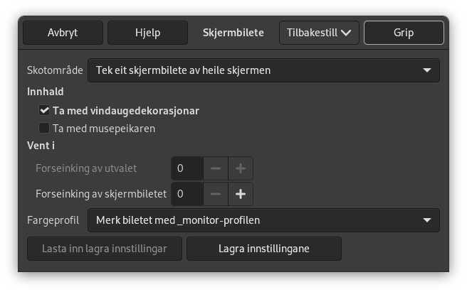 The «Screenshot» dialog