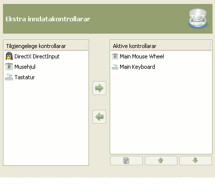 Innstillingar for kontrollelementa for inndata