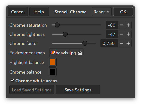 „Stencil Chrome” options
